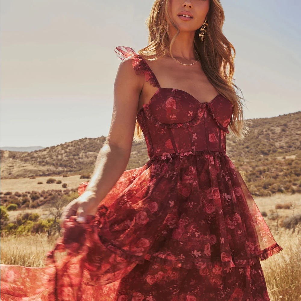 Floral Burgundy Dress